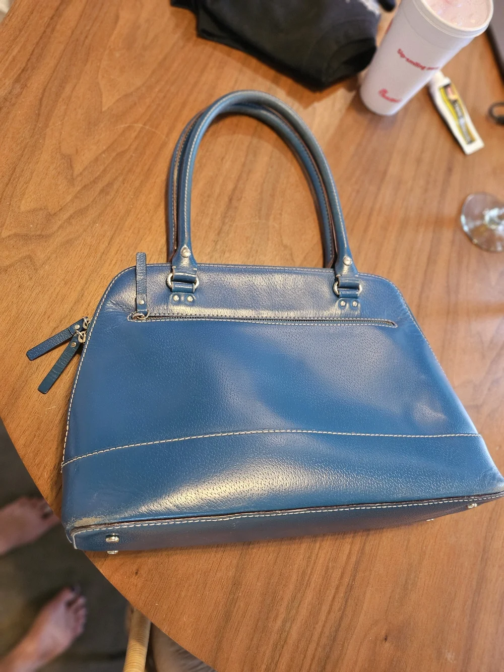 Kate Spade Rachel Wellesley Peacock Teal Leather Dome Satchel